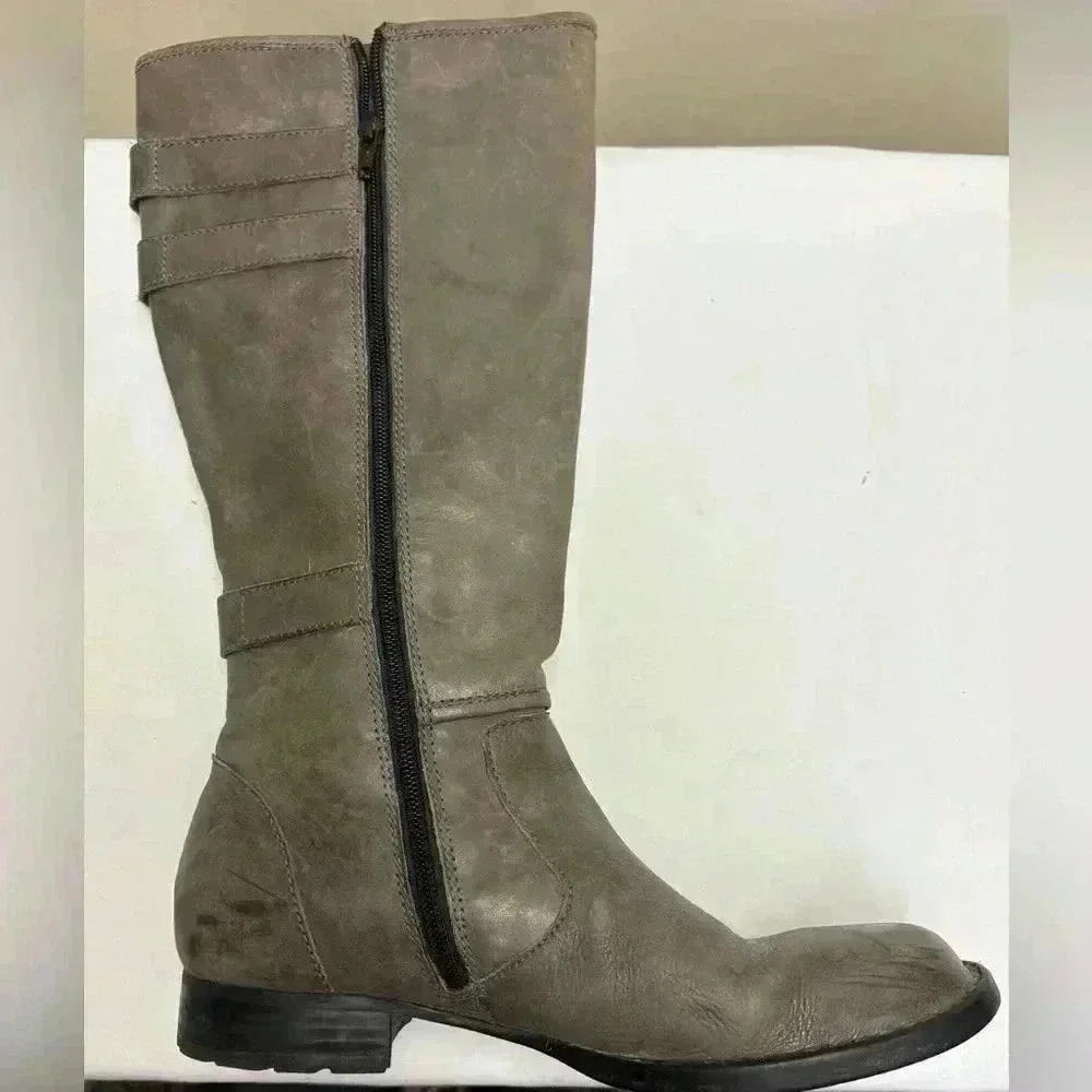Born Women’s Attila Grey Burnish Tall Soft Leather Boots Size 8 - Picture 5 of 15